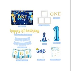 Baby Boy 1st Birthday Decorations, MR ONE BIRTHDAY DERFUL Themed decorations